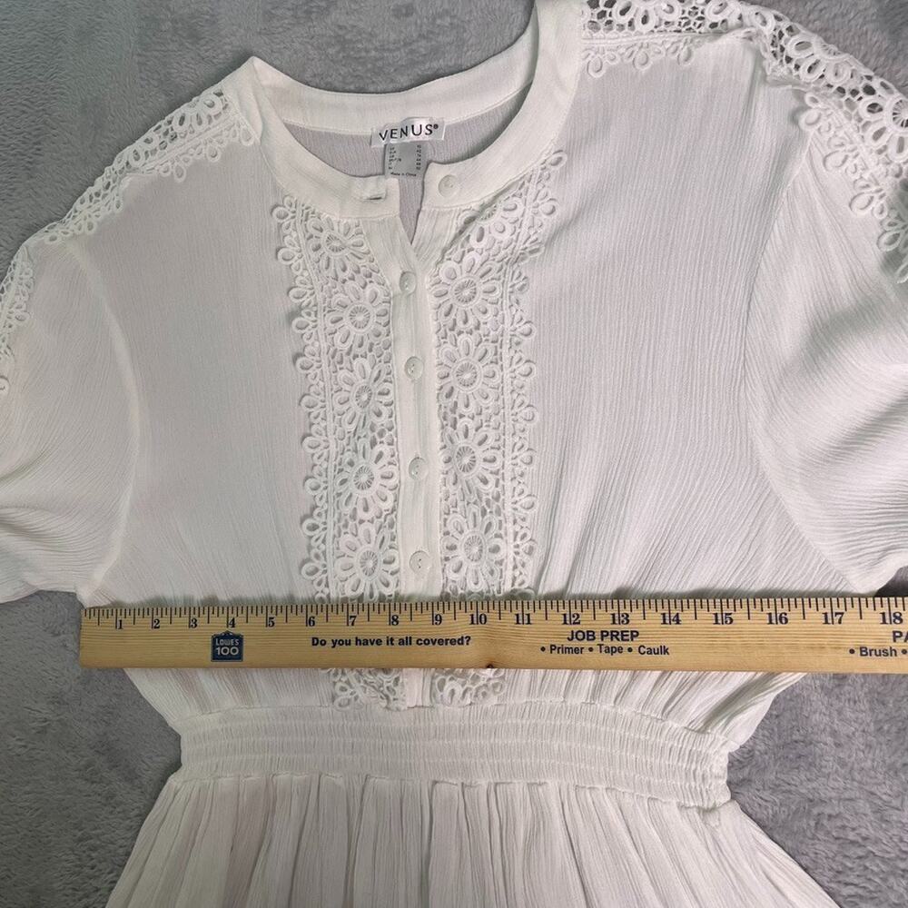 Venus Lace Trim Peplum Blouse Womens 10 White Boho Cottagecore Romantic Top - Picture 4 of 7